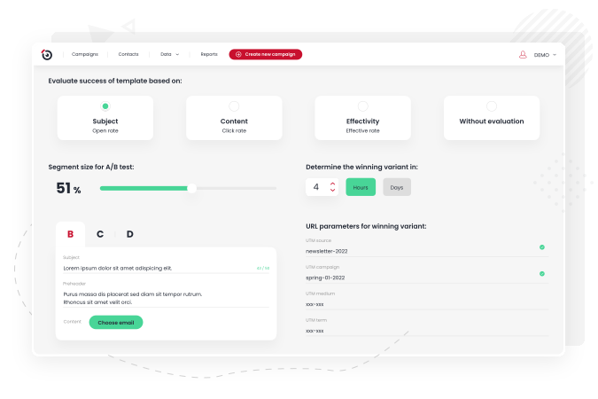 You can analyse your data in depth with advanced testing function of Targito platform.